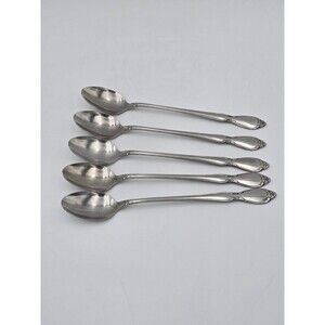 Vtg Set of 5 Oneida Community Stainless Chatelaine Iced Tea Spoons